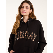 Sunday Leopard Print Slogan Hoodie