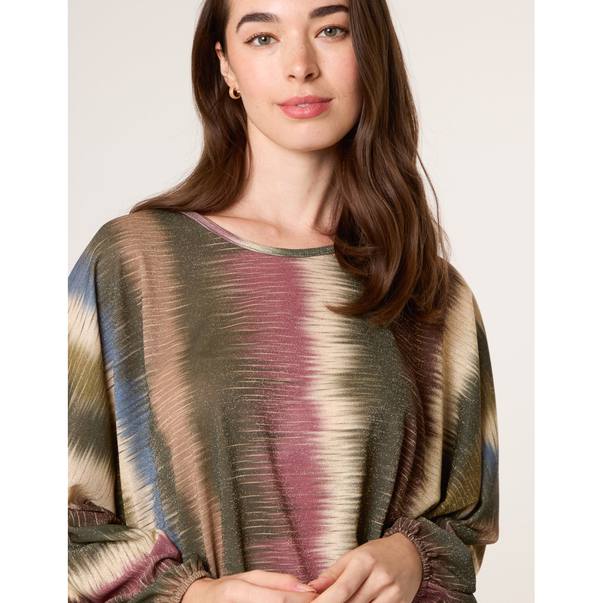 Printed Round Neck Long Sleeve Top
