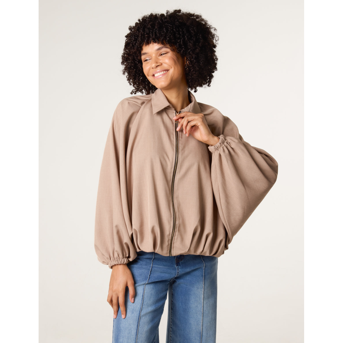 Drape Puffball Zipper Jacket
