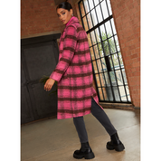 Chi Chi London Single Breasted Check Coat in Pink
