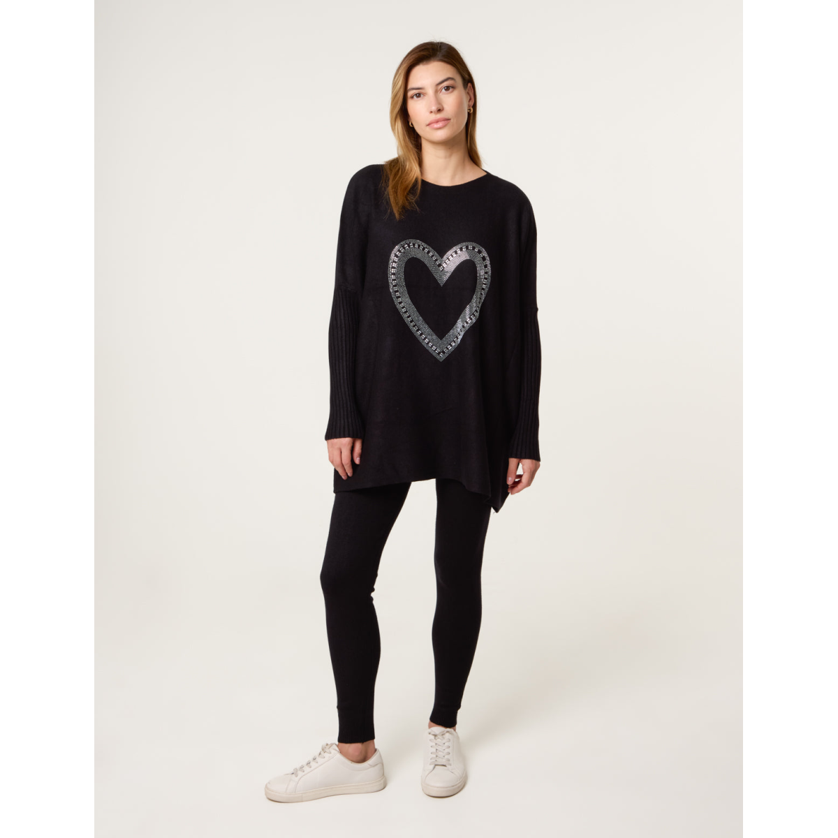 Heart Diamante Oversized Jumper