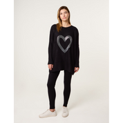 Heart Diamante Oversized Jumper