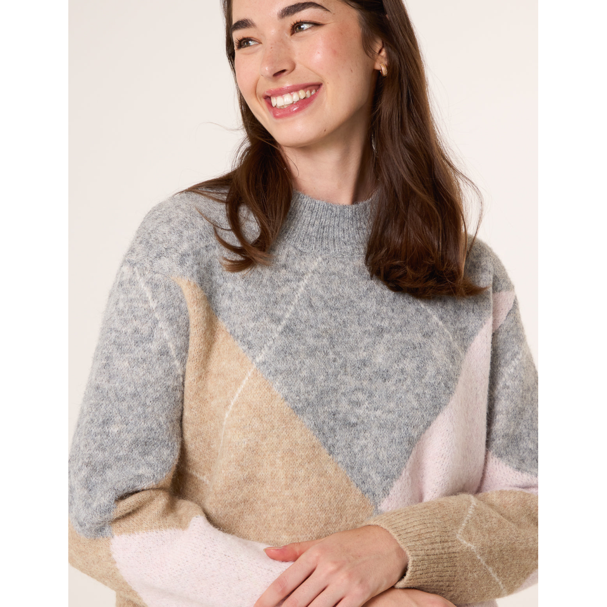 Argyle Knitted Crew Neck Jumper