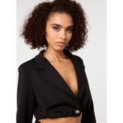 Crop One Button Puffball Blazer Jacket