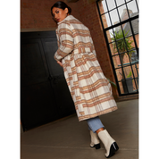 Chi Chi London Check Wrap Tie Waist Coat in Cream