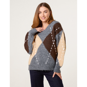 Argyle Knitted Patterned Jumper
