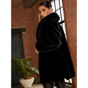 Chi Chi London Plush Faux Fur Coat in Black