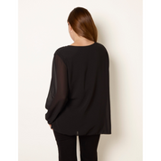 Rhinestone Pleated Chiffon Top