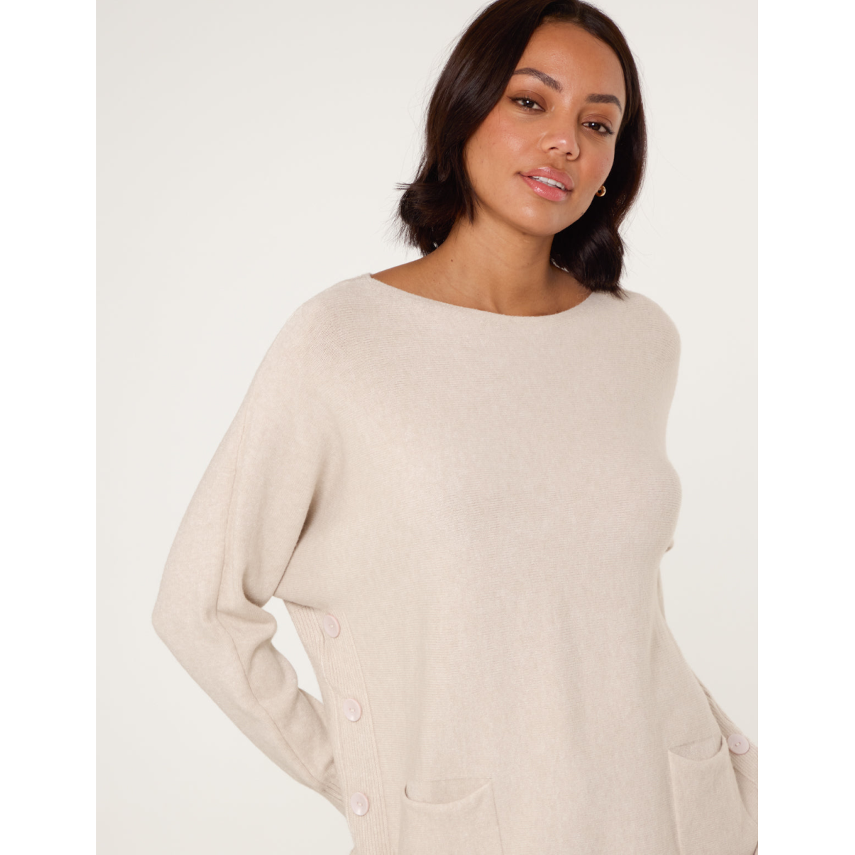 Pocket Slash Scoop Neck Jumper