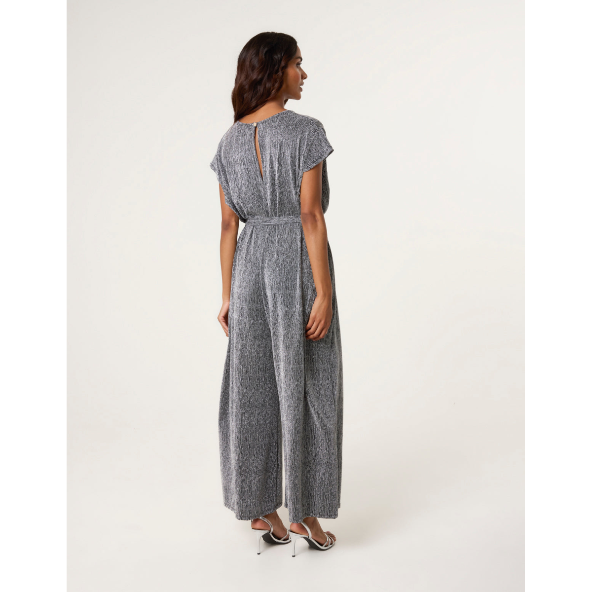Metallic V Neck Jumpsuit