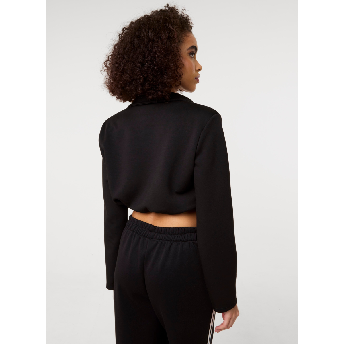 Crop One Button Puffball Blazer Jacket