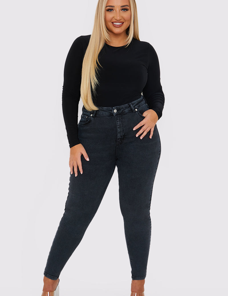 Washed High Waisted Skinny Jeans