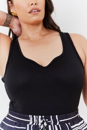 Ribbed Sweetheart Neckline Bodysuit