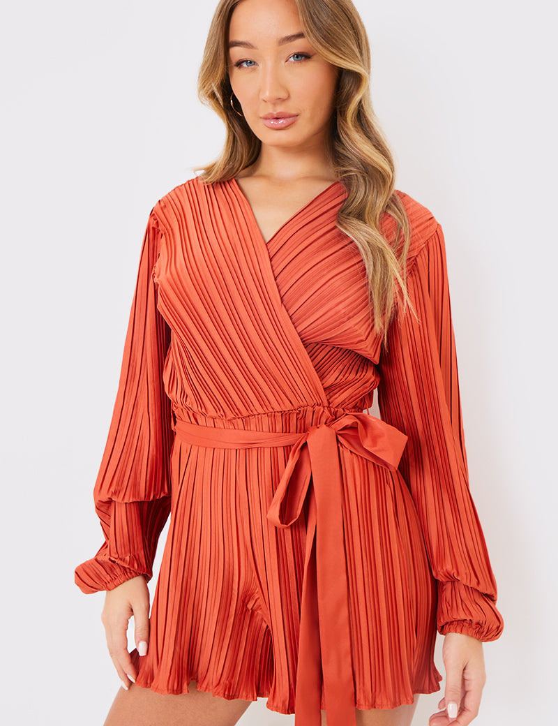 Plisse Wrap Playsuit