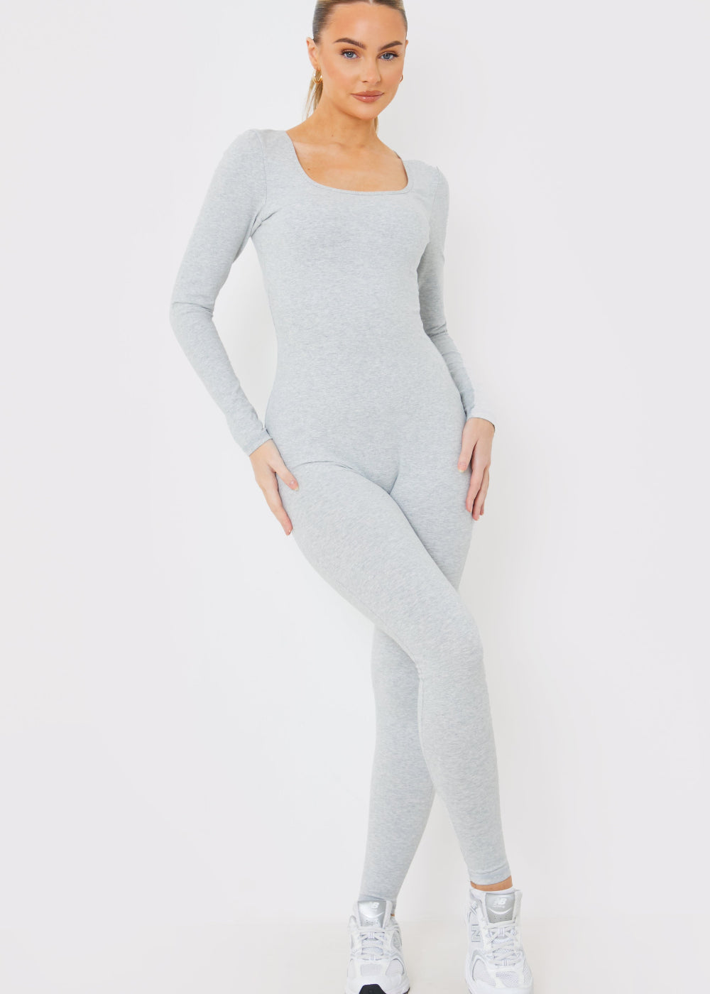 Long Sleeve Embroidered Scoop Neck Unitard