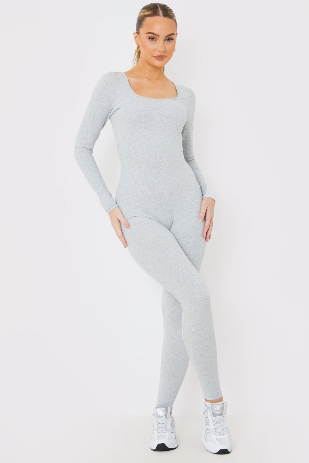 Long Sleeve Embroidered Scoop Neck Unitard