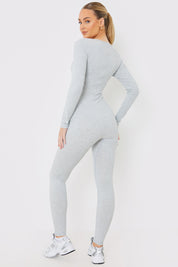 Long Sleeve Embroidered Scoop Neck Unitard