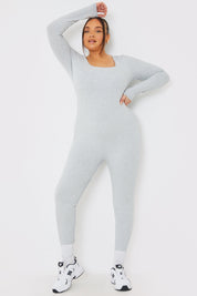 Long Sleeve Embroidered Scoop Neck Unitard