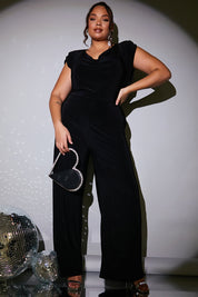 Cowl Neck Double Slinky Jumpsuit