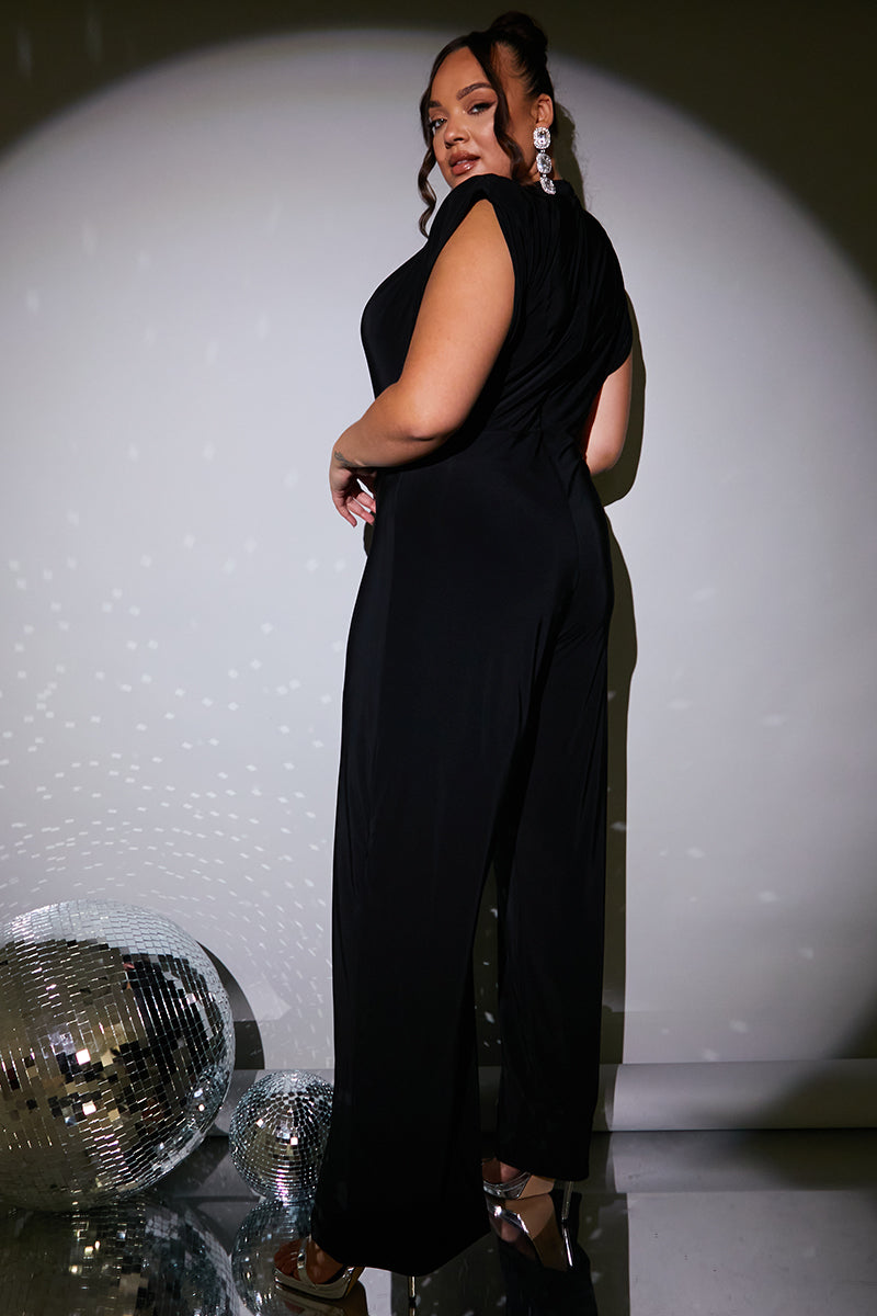 Cowl Neck Double Slinky Jumpsuit