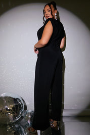 Cowl Neck Double Slinky Jumpsuit