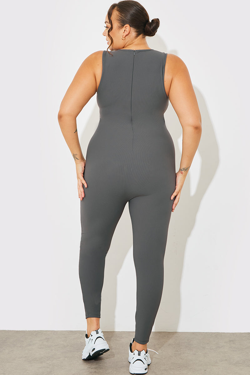 Compression Unitard Full Length Built-In Bra Racer Neck Sleeveless Sculpt and Control Unitard – InTheStyle