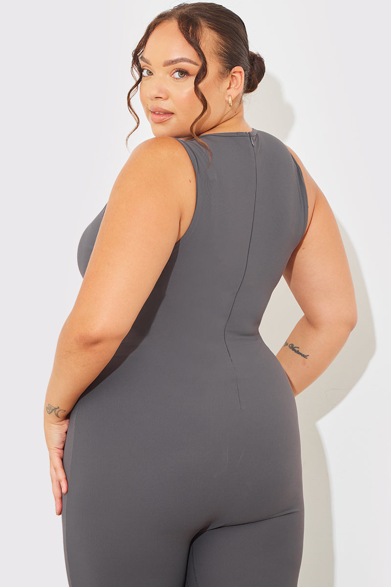 Compression Unitard Full Length Built-In Bra Racer Neck Sleeveless Sculpt and Control Unitard – InTheStyle