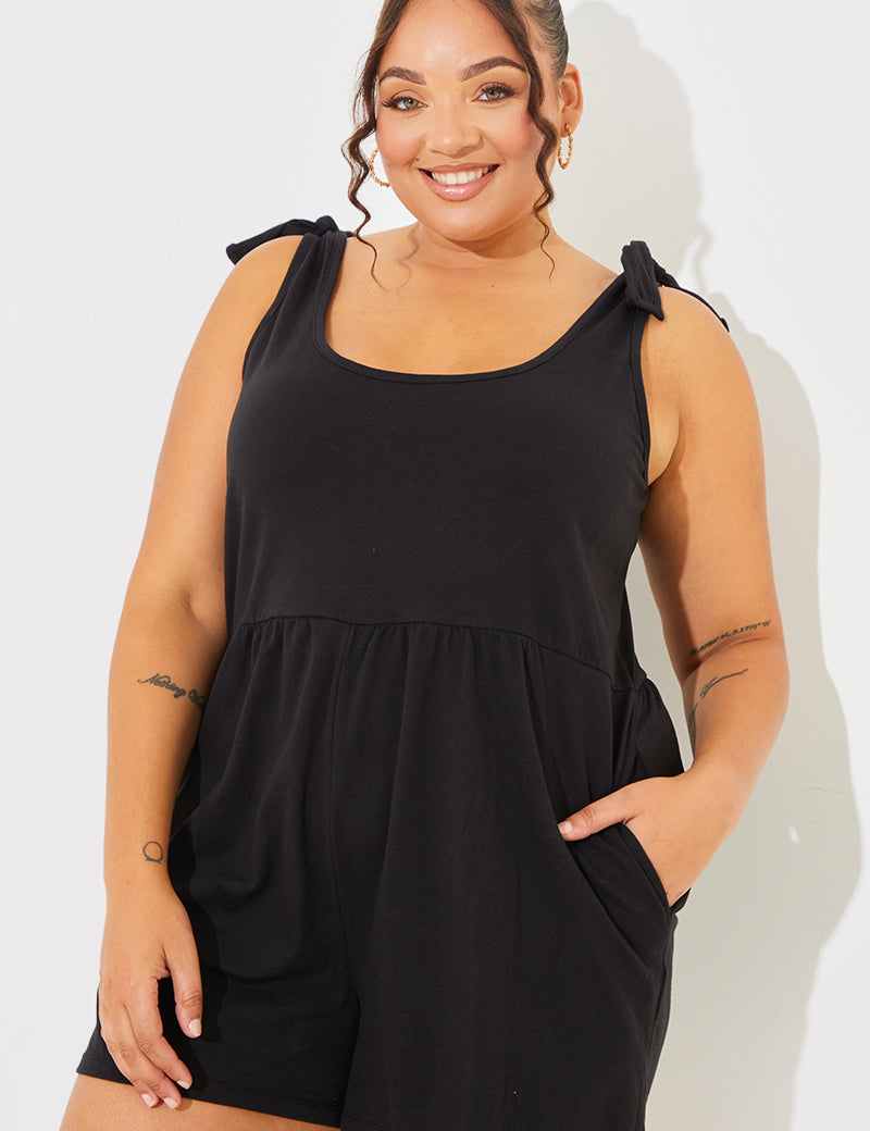 Tie Shoulder Fuller Short Playsuit