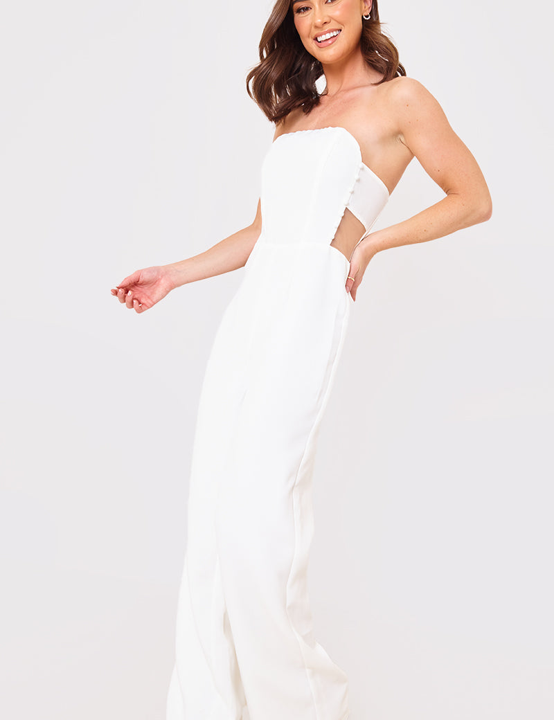Mesh Insert Button Detail Jumpsuit