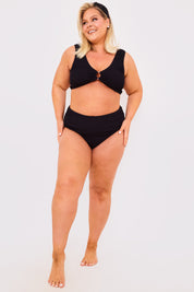 Controlled Textured Crinkle High Waisted Bikini Bottoms