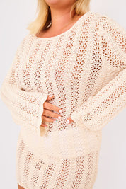 Crochet Lace Up Back Detail Mini Dress