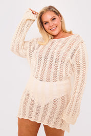 Crochet Lace Up Back Detail Mini Dress