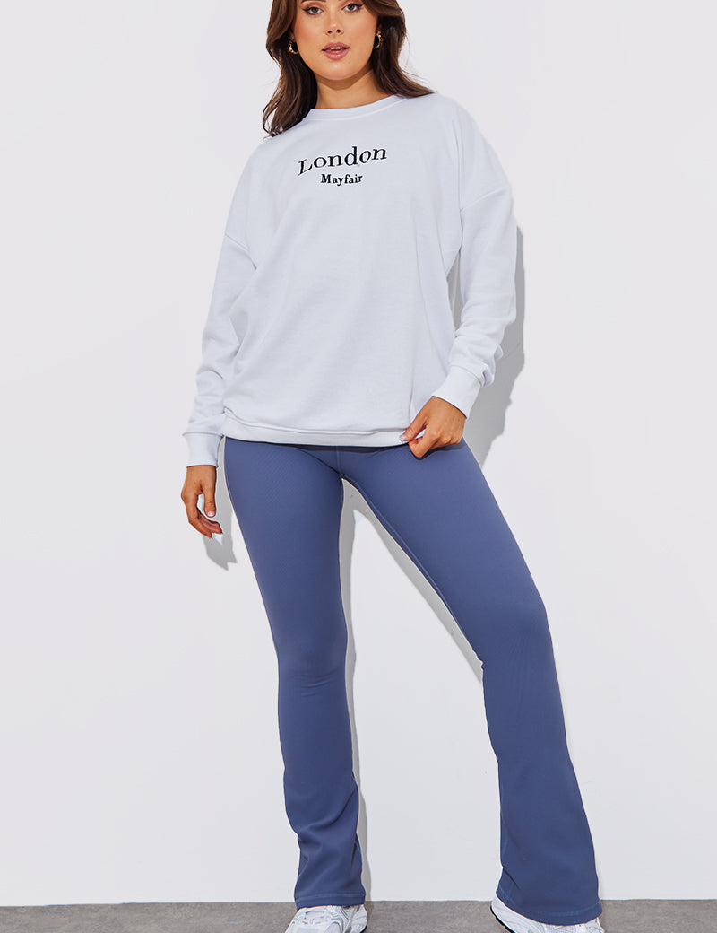 High Waist Kick Flare Rib Trouser