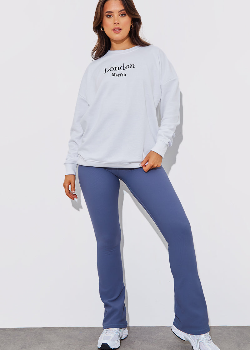 High Waist Kick Flare Rib Trouser