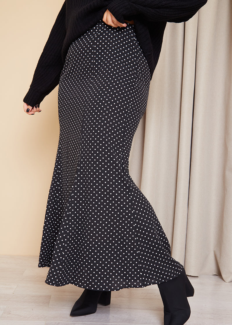 Woven Polka Dot Midaxi Skirt