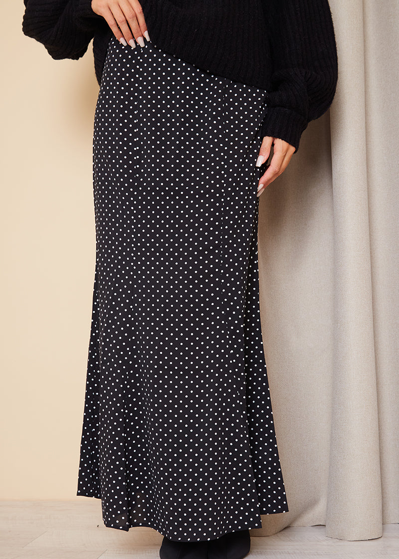 Woven Polka Dot Midaxi Skirt