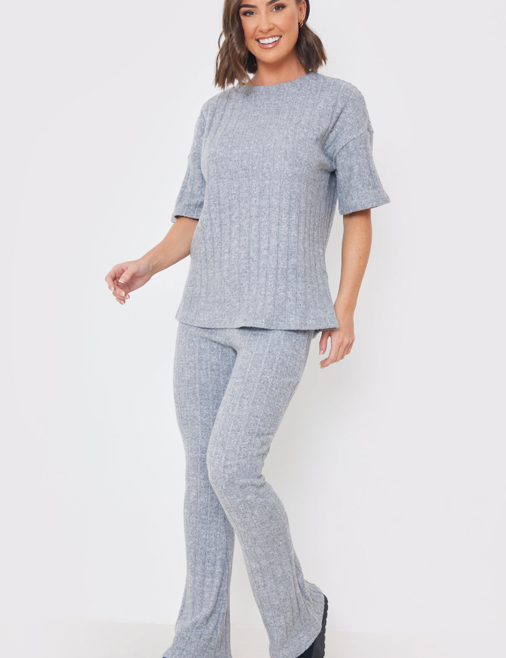Brushed Rib Wide Leg Trousers