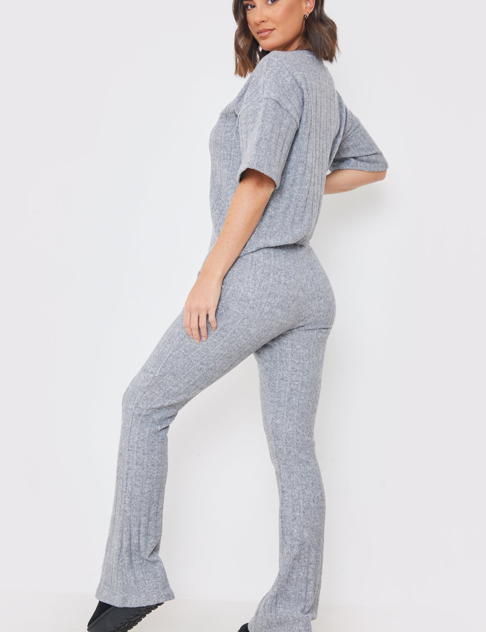 Brushed Rib Wide Leg Trousers