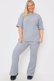 Brushed Rib Wide Leg Trousers