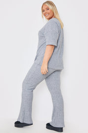Brushed Rib Wide Leg Trousers