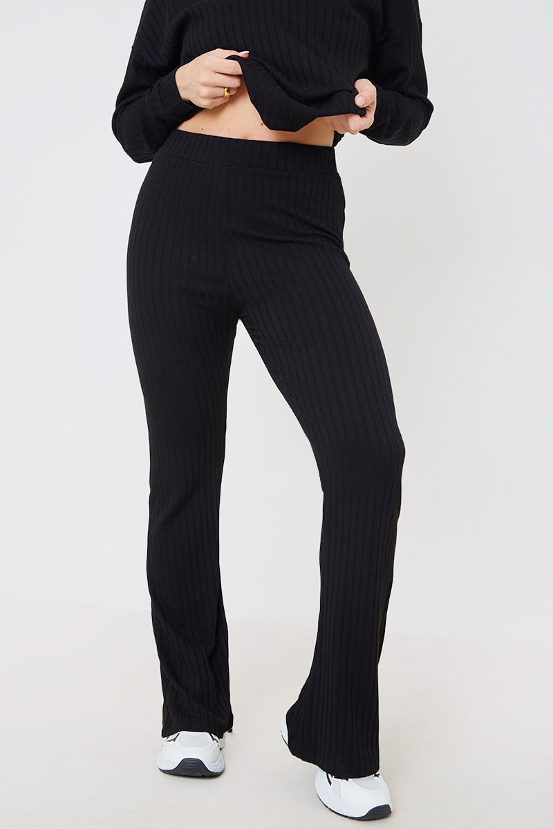 Rib Fit and Flare Trousers