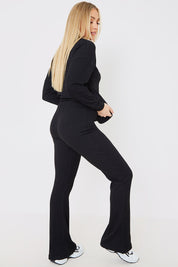 Rib Fit and Flare Trousers