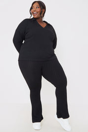 Rib Fit and Flare Trousers