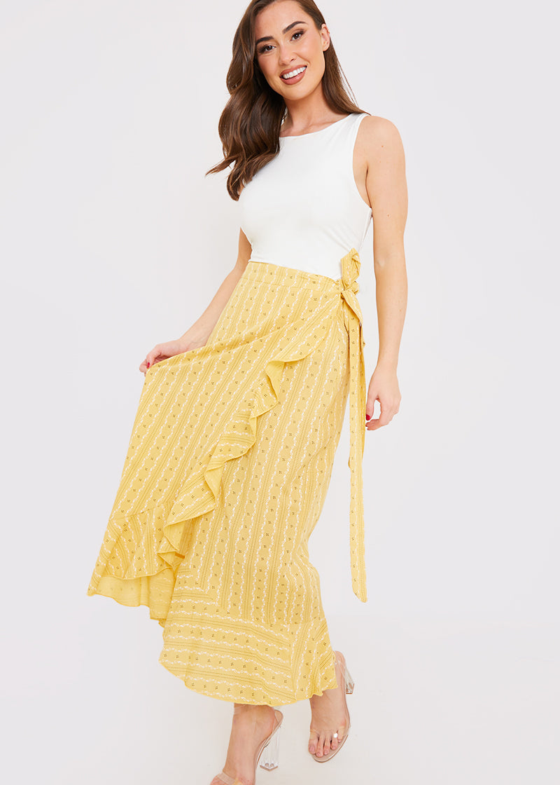 Floral Print Wrap Midaxi Skirt