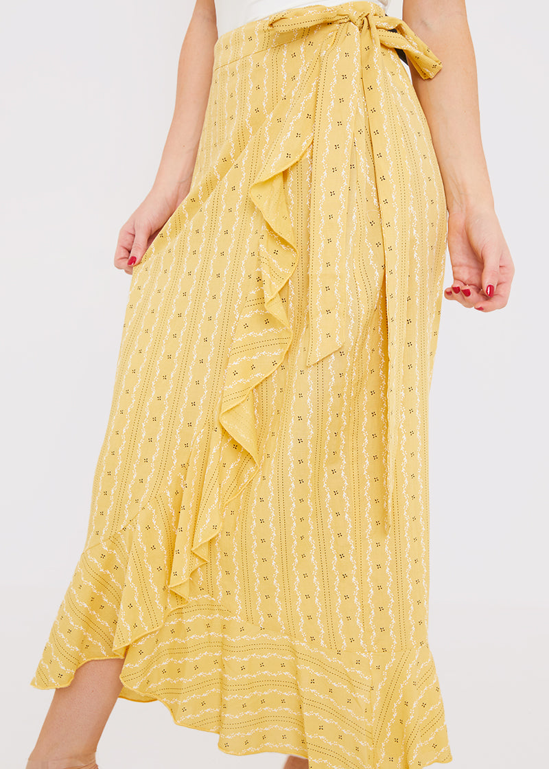 Floral Print Wrap Midaxi Skirt