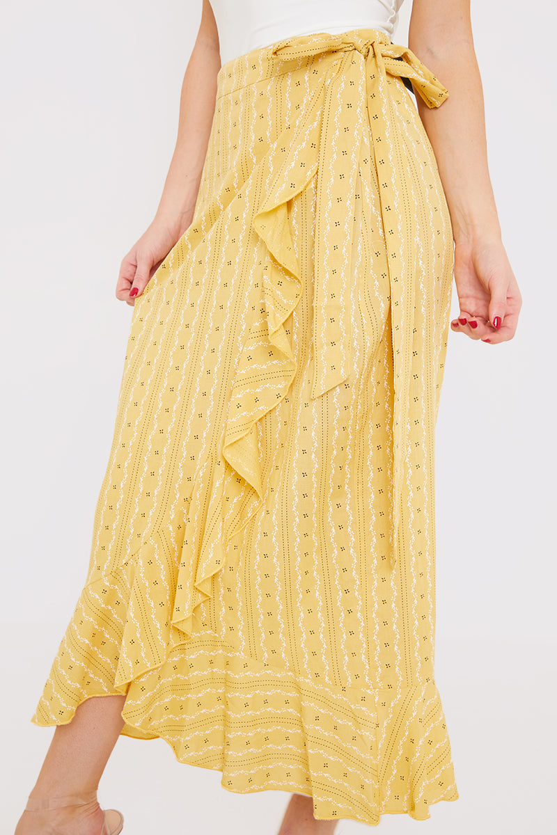 Floral Print Wrap Midaxi Skirt