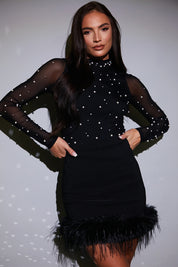 Faux Fur Trim Mini Skirt