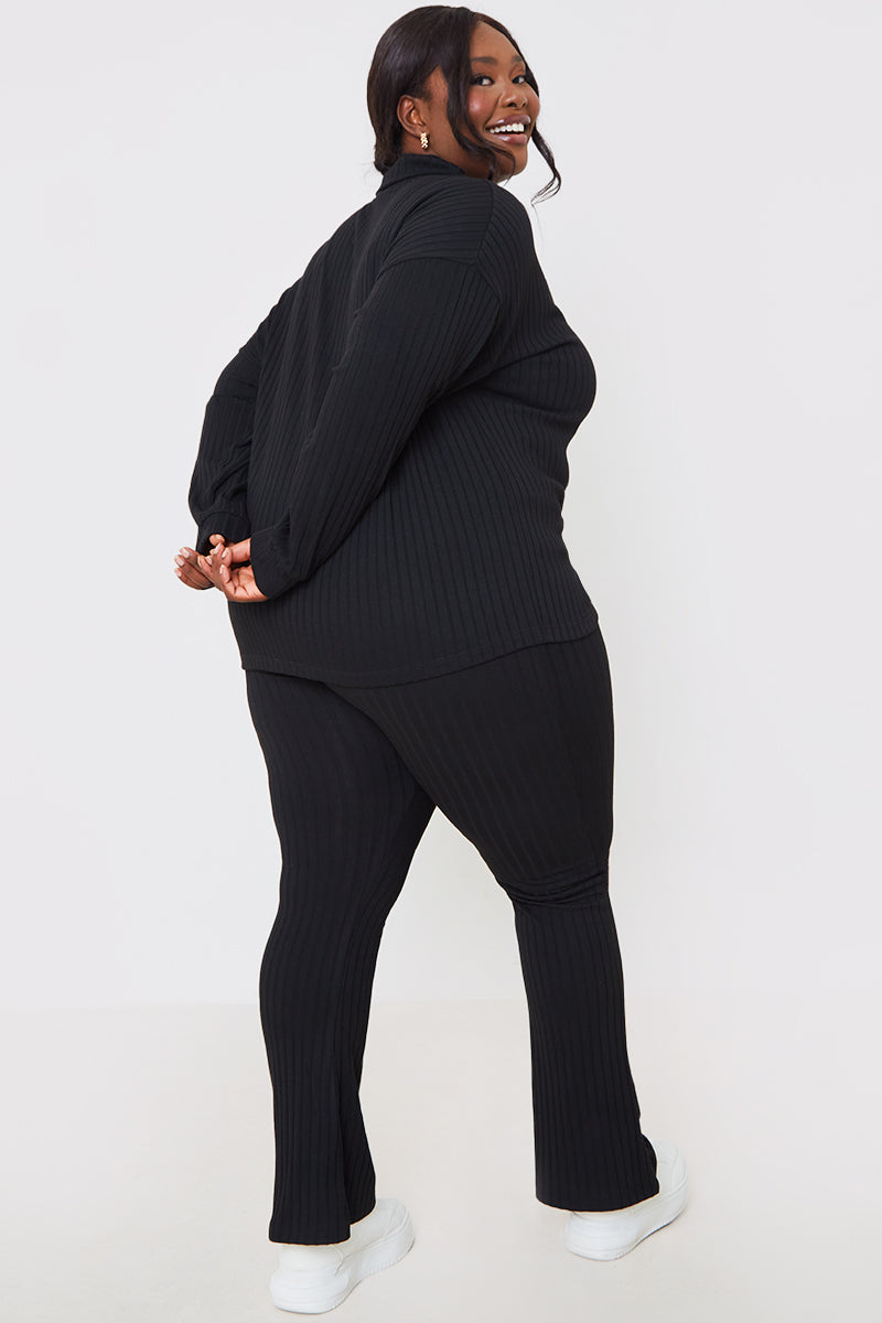 Rib Fit and Flare Trousers