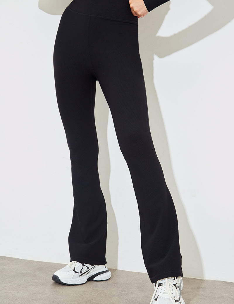 High Waist Kick Flare Rib Trouser