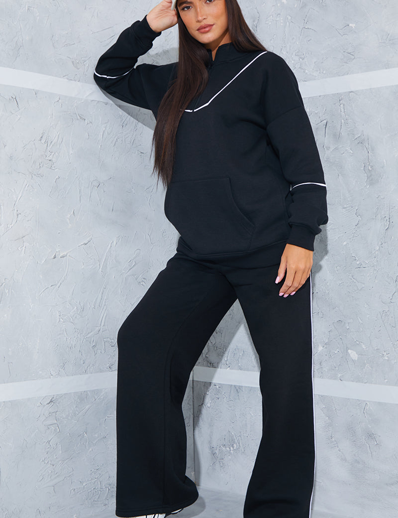 Contrast Piping Wide Leg Joggers
